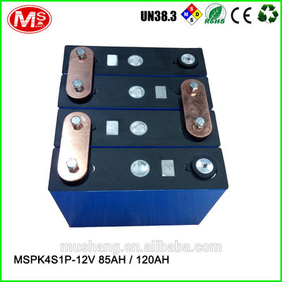 China 12V 85Ah 120Ah rechargeable LiFePO4 battery pack for solar EV solar power and UPS fabriek